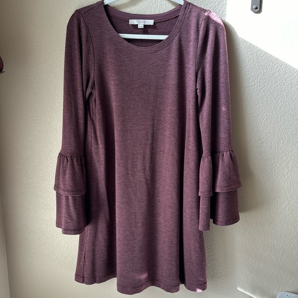 Double bell sleeve purple knit dress. EUC!